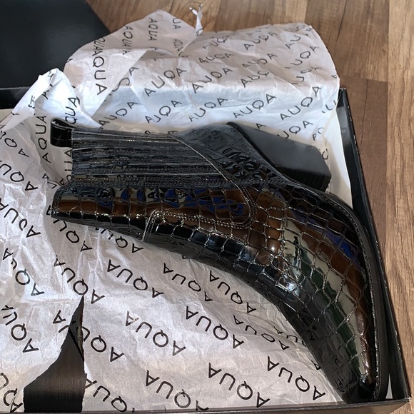 Aqua Womens Star Patent Block Heel Ankle Boots - Picture 9 of 9